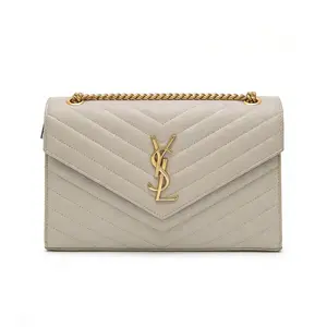 Pre-owned Yves Saint Laurent YSL Saint Laurent Platinum V Pattern Envelope Shoulder Bag 22*5*14.5cm th260401044