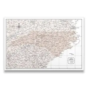 Push Pin North Carolina Map (Pin Board) - Light Brown Color Splash