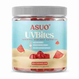 ASUO Tanning Debloat Gummies, Natural Tanning Debloat Supplement with Astaxanthin & Beta Carotene, Beauty Supplement Vitamin For Adults, Tanning Gummies For Radiant And Glowing Skin UVBites  Edible Fitness