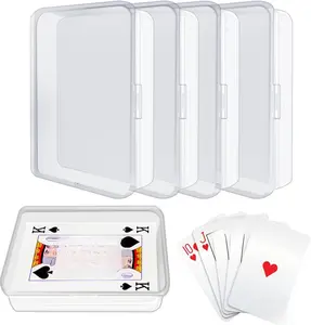 IOUKIKI 4 Pcs Clear Plastic Playing Card Cases, Waterproof & Dust-Proof, Snap Closure, Holds Over 55 PTCG Cards, Ideal for Game Cards & Accessories