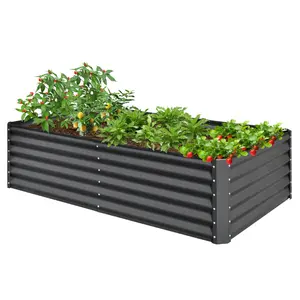 [Bellemave] ft Galvanized Raised Garden Bed, Outdoor Planter Garden Boxes Large Metal Planter Box for Gardening Vegetables Fruits Flowers,Gray
