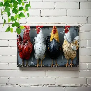 1PC Vintage Farm Rooster Aluminum Sign Rustic Wall Decor Ideal For Home Bar Cafe Man Cave Ambiance Living Room Kitchen Bathroom Bedroom House