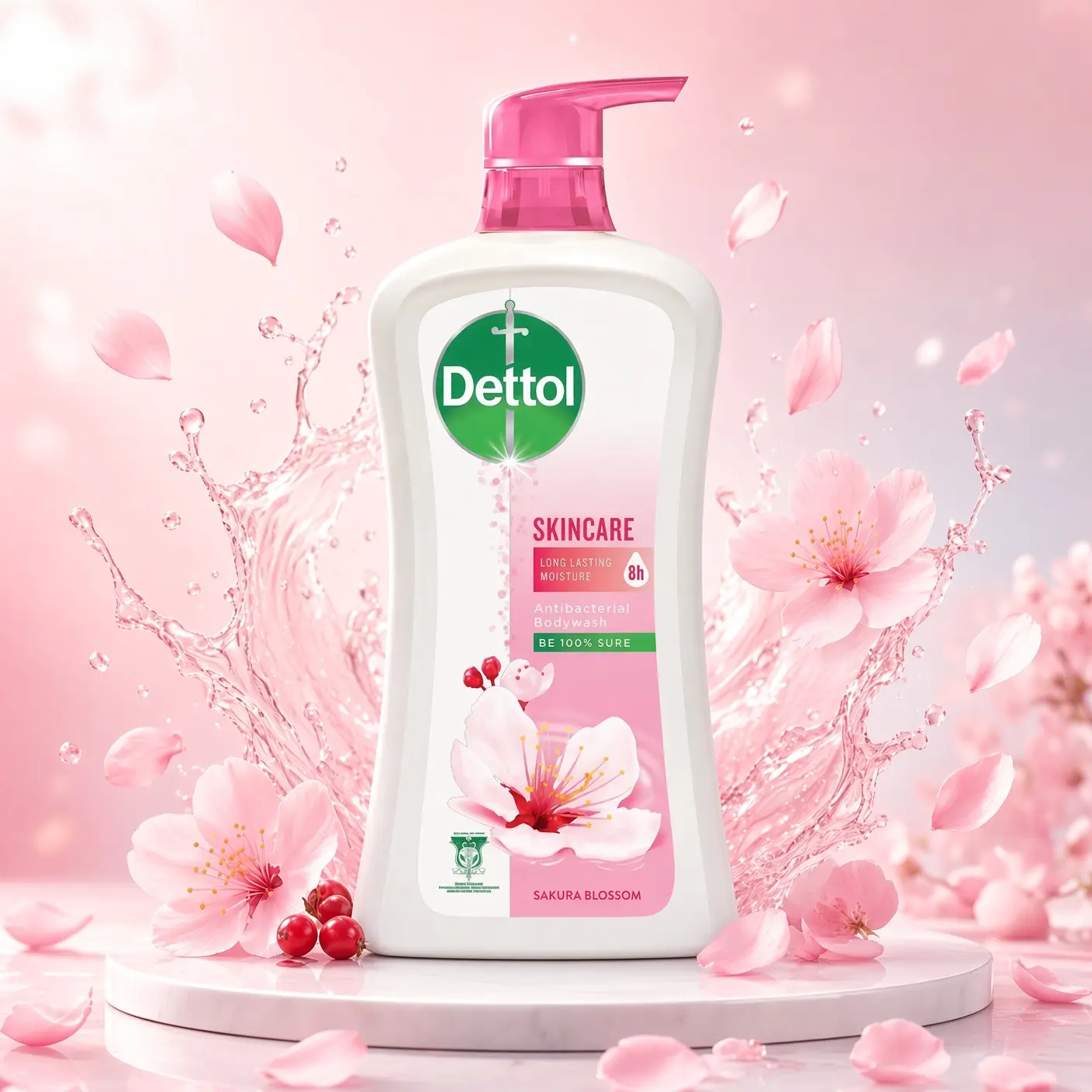 Dettol Body Wash & Shower Gel Skincare Sakura Blossom Scent 900ml Large Bottle for Gentle Cleansing Body Care