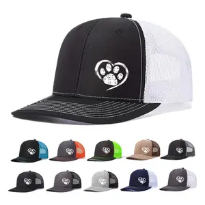 Heart Paw Printed Trucker Hat Breathable Mesh Adjustable Unisex Outdoor Baseball Cap for Daily Wear
