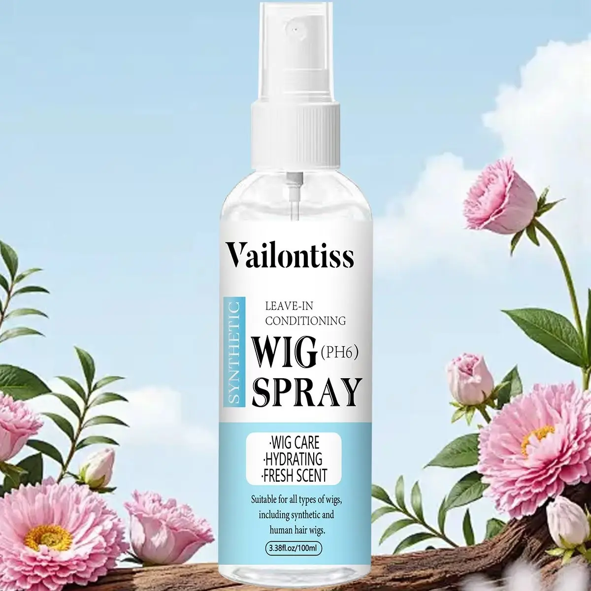 Synthetic Wig Leave-in Conditioner Spray, Hair Care Products, Daily, Cleans & Extends Wig Lifespan, pH 6, with Coconut Oil, Easy to Comb, Soft & Refreshing, Moisture, Hydrate, Moisturizing, Hydrating | 3.38FL.OZ