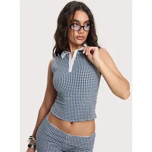 Tisuka Top Navy Check
