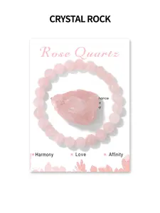 Natural Rose Quartz Stone Beaded Bracelet, Fashionable Elastic Bracelet Adjustable Beaded Design for Women & Girls, Trendy All-match & Exquisite Jewelry for Birthday Gift, Valentine's Day, Gift