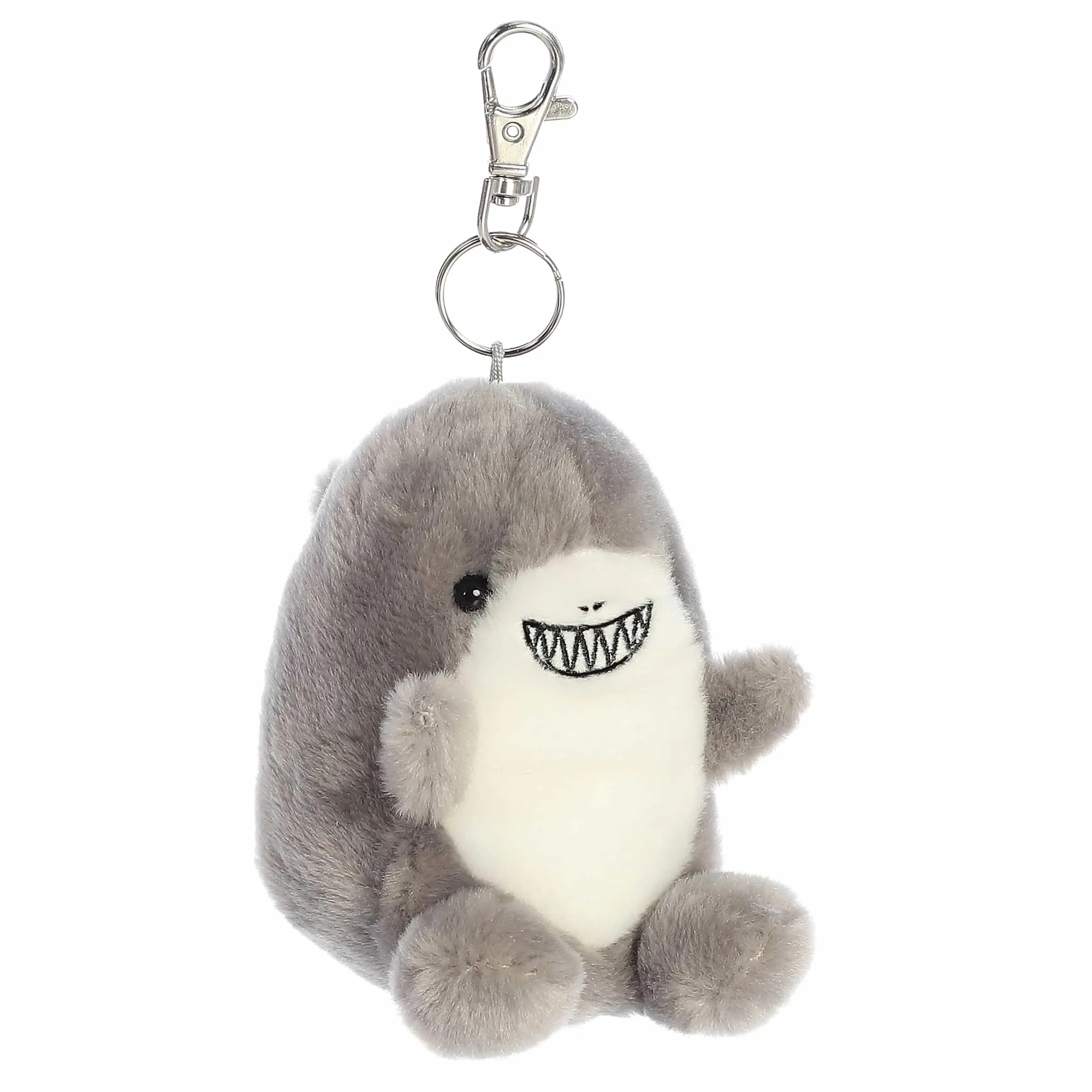 Aurora Palm Pals Chomps Shark Plush Clip-On, Gray, 4 Inch