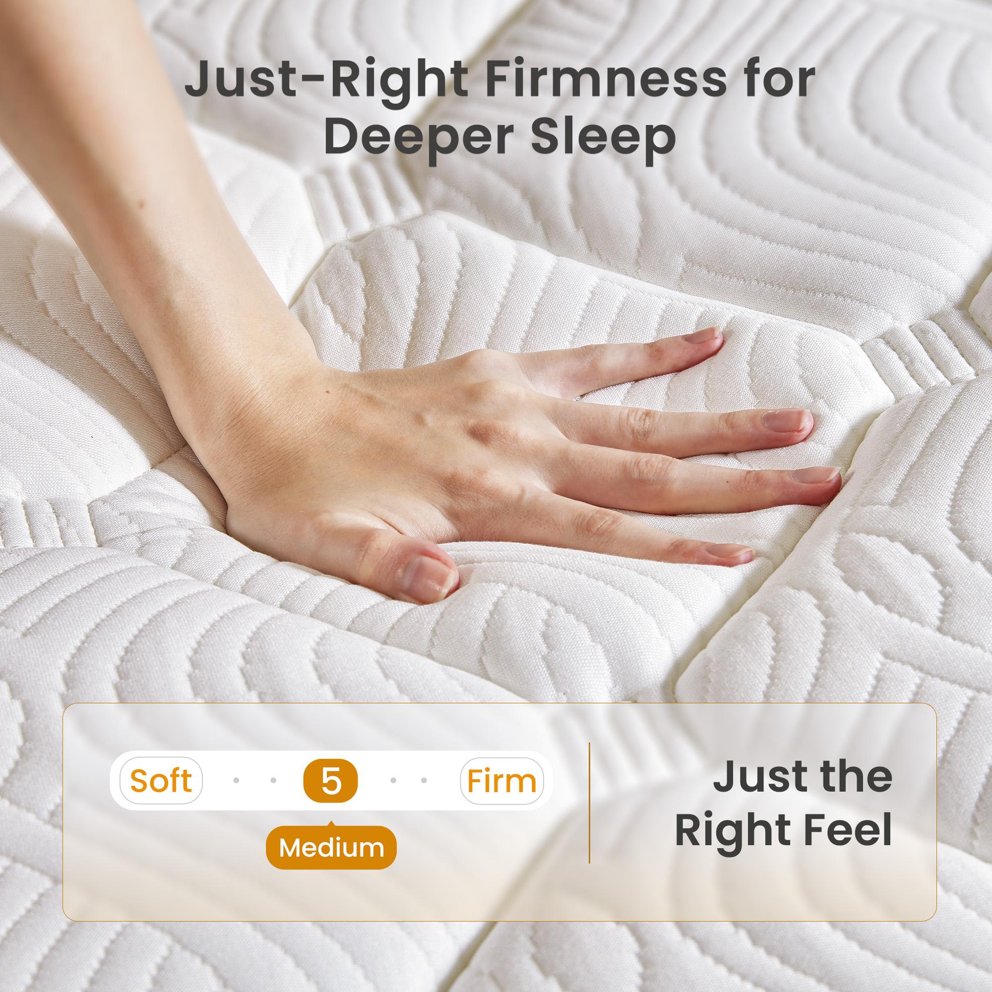 Ergonomic Hybrid Mattress - 10-12 Inch Medium Firm Bed, Fiberglass Free, Targeted Back & Neck Support, Superior Edge Support for No Sinking, Breathable & Motion Isolation for Deep Sleep