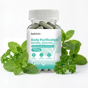 LuckDate Body Purification Chlorophyll Capsule. Internal Deodorant for Odor, Breath & Detox. with Parsley & Mint. Natural Skin & Gut Support. 60 Capsules.