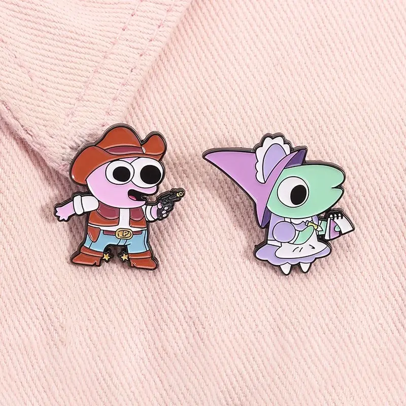 Comedy Animation Characters Enamel Pin Green Creatures Glep And Pim Cartoon Anime Brooch Lapel Badge Jewelry Gifts For Friends