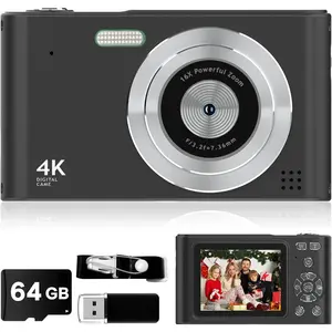Digital  Camera 1080P Vlog Camera with 64GB, Lanyard, 16X Zoom Anti Shake, Card Reader 44MP Compact Portable Point Shoot Digicam for  Teen Girl Boy Christmas Halloween Thanksgiving(Black)