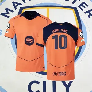 2025-26 Yamal #10 Champions League Fan Edition Third Kit Orange Short Sleeve Soccer Jersey