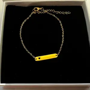 Gold Plated Heart Bar Bracelet for Kids Baby Children with Adjustable Chain and Durable Clasp