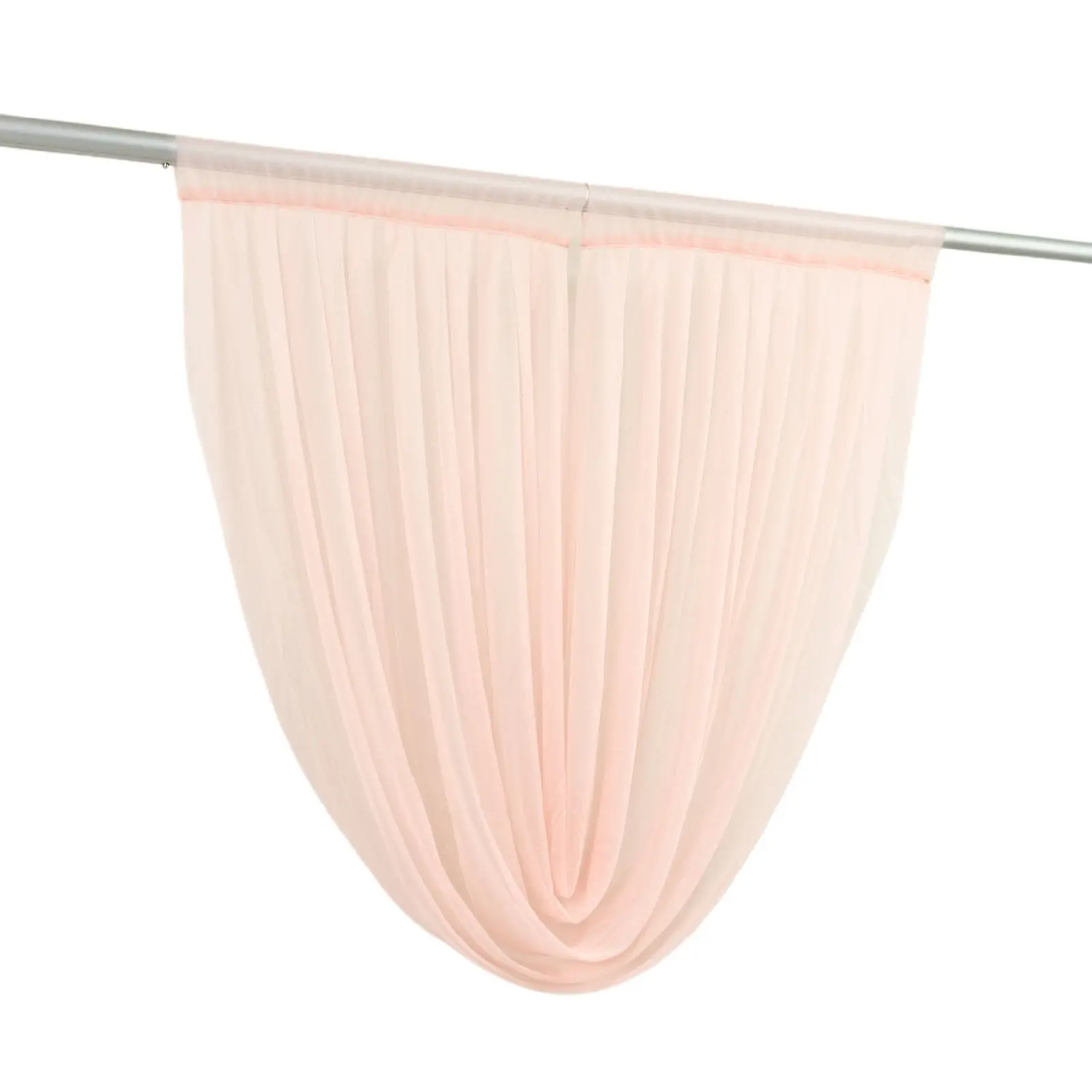4ft x 4ft Sheer Chiffon Backdrop Valance Drapes - Blush Pink Curved Top Single Panel Swag Topper, Ideal for Tents, Bridal Showers, Banquet Halls, Event Decor