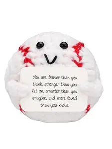 Positive volleyball/Football/Baseball Doll, Cute Funny Crochet Inspirational Support Volleyball Toy, Positive Emotional Knitted Plush Doll with Positive Card for Sports Lover Friends Party Gift Decorations, durable soft fluffy