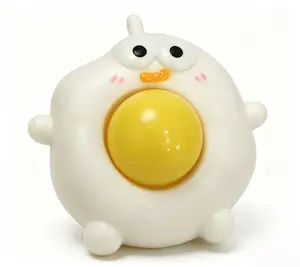 Chick Squishy Stress Relief Toy with Popping Yolk – Ultra-Soft Kawaii Fidget Squeeze Toy, Cute Desk Decor for Anxiety Relief, Sensory Play & Gifts for Kids and Adults