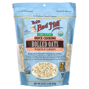 Bob's Red Mill Organic Quick Cooking Rolled Oats, Whole Grain, 16 oz (454 g)