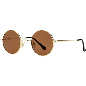 Polarized Round Sunglasses for Men Women Hippie Small Circle Glasses Red Yellow Lenses