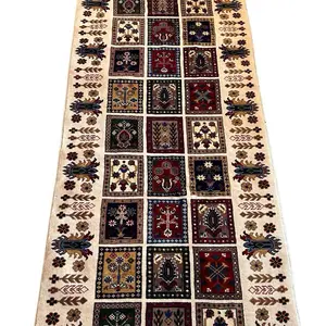Handmade Persian Gabbeh Runner Rug 100% Wool Elegant Hallway Decor with Traditional Floral and Geometric Patterns