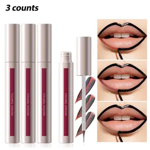 YOUNG VISION Lip Liner Set, Lip Liner Pen, Lip Liner Makeup, 3-Piece Sharp Tip Peel-Off Lip Color, Ultra-Fine Brush Head Matte Long-Lasting No Smudge