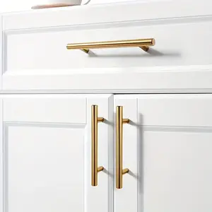 6pcs Stainless Steel Cabinet Door Handles, Furniture Drawer Pulls, Hardware T-Shape Rod Handles, Durable and Stylish, Easy Installation