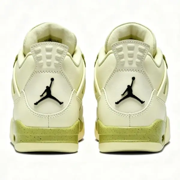 Brand New Sealed Unisex Cream Pale Sage Green Pebbled Cow Leather Mid Top Retro Basketball Sneakers, Green Metal Lace Lock White Flat Laces Speckled Sage Rubber Midsole Breathable Mesh Side Panel Casual Street Sports Shoes With Original Shoe Box