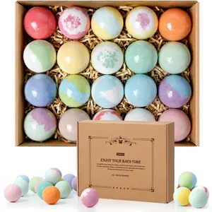 Bath Bombs Set, 20 pcs Natural Shea Butter & Safe Oil Bath Bomb for Skin Moisturizing, Handmade Bubble Bath & Fizzy, Ideal Presents for Women