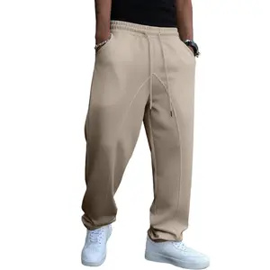Dokotoo Men Casual Baggy Pants Wide Leg Elastic Waist Drawstring Pants Loose Lounge Joggers with Pockets