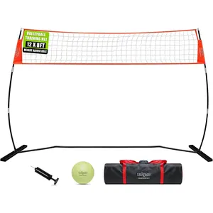 12FT/18FT Portable Volleyball Training Net for Hitting or Serving Drills, Outdoor & Indoor Freestanding Practice Net With Height Adjustable, Carry Bag