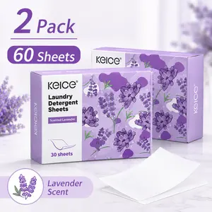 KEICE Laundry Detergent Sheets, 2 Pack 60 Sheets, Lavender or Fresh Linen, Stain Removal, Fresh Scent,Dissolves Fast outdoorfun
