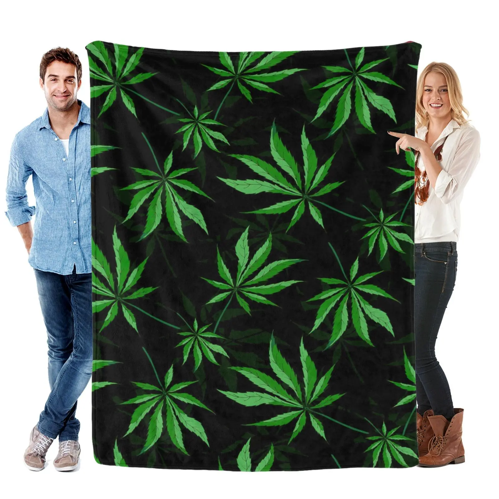 Cannabis Leaf Blanket,Lightweight Flannel Fleece Cannabis Leaf Throw Blanket Gifts for Girl All Season,Blanket for Bed/Couch/Sofa for Adult