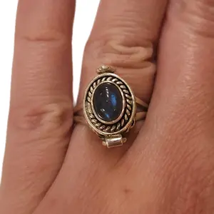 Sterling Silver Blue Labradorite Poison Box Ring