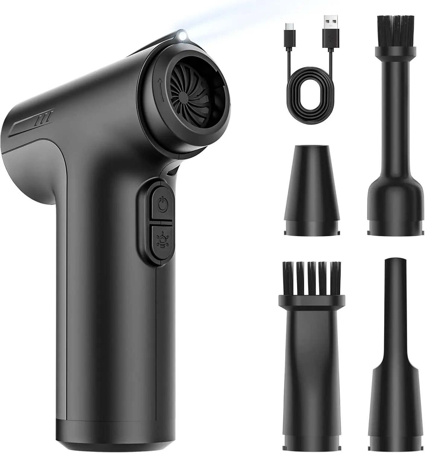 CLEANGOR Rechargeable Electric Air Duster - 130000RPM, 7500mAh, 3-Gear Adjustable, LED Light, Lightweight Wireless USB Rechargeable Handheld Blower for Computer, Keyboard, Car Cleaning, Lightweight Handheld Blower, Usb Rechargeable Blower