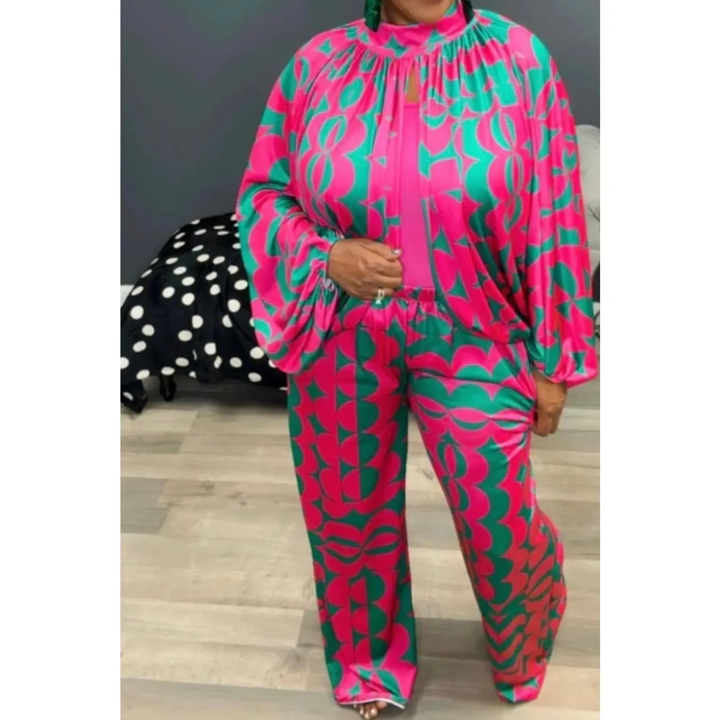 2 Piece Orange Stacked Pants Set