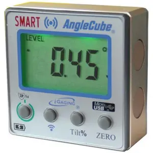 iGaging Smart Anglecube Digital Protractor - Micro USB-Powered Hardware Measuring Tool, Alloy Body, Auto-Off Function, IP54 Rated, Tile Calc Compatible, Backlit, 0.05° Accuracy, ±0.2° Repeatability, 2.13" x 2.13" x 0.91", 2.7 oz