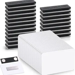 20 Sets Reusable Name Tags Magnetic Badges Blank Magnetic Pins for Personalized DIY Projects, Customizable Name Labels for School and Office Use