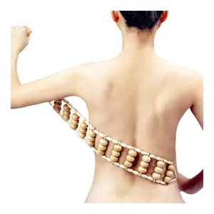 Wood Back Massage Roller Rope Tool,Lymphatic Drainage,Wood Therapy Massage Tools,maderoterapia Colombiana,Portable Handheld Rolling, Massage Strap for Back, Neck, Shoulders, Legs (Smooth)