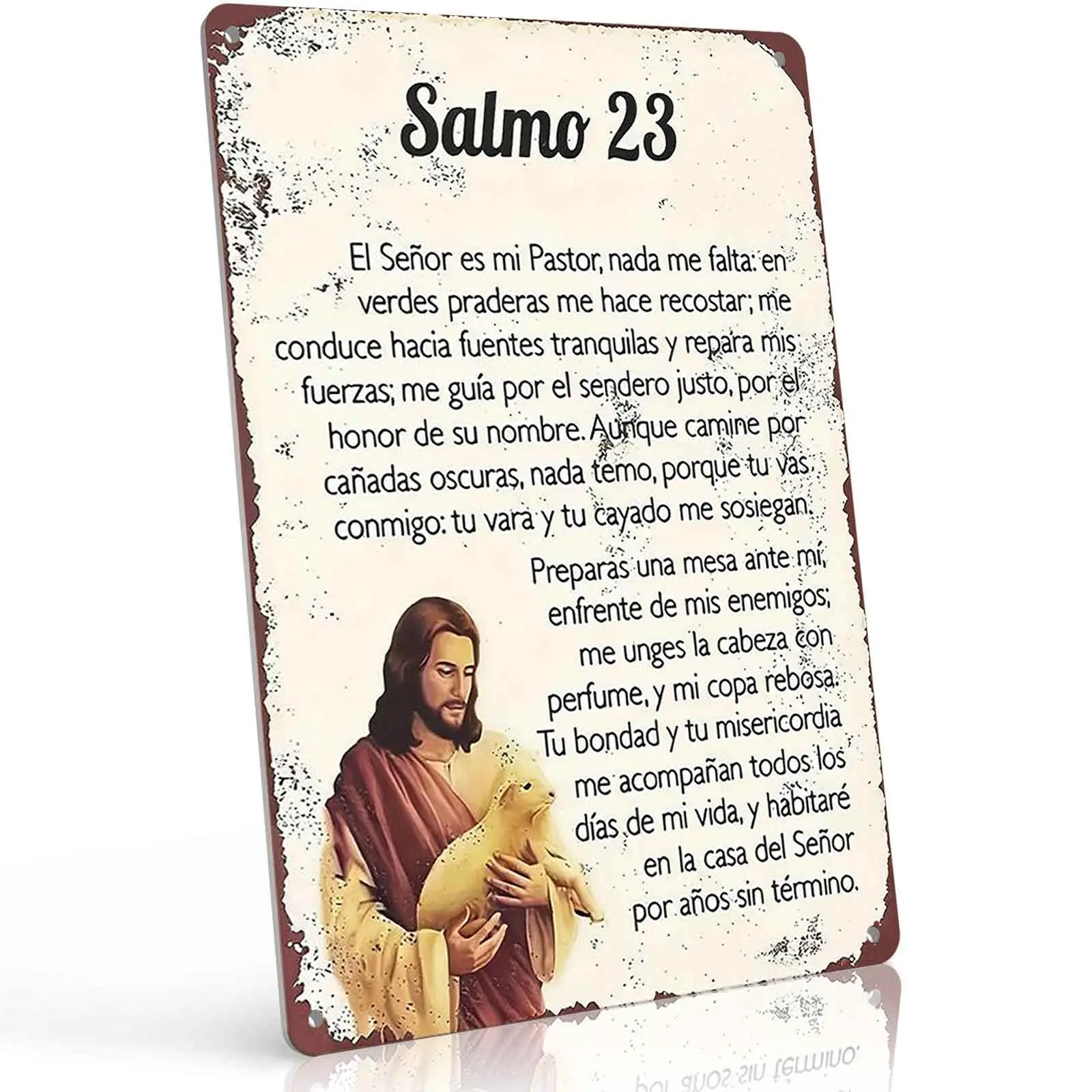 Salmo 23 El Señor Es Mi Pastor 12x8 Inch Aluminum Metal Sign - Religious Christian Wall Decor for Home, Church, Living Room - Retro Rustic Tin Sign Gift for Believers, Spanish Speakers Bible Verse