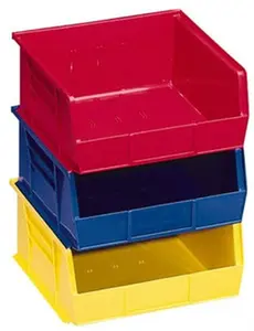 Akro-Mils Hopper Stacking Organiser Bin - Red Polymer, 16.5" Wide x 18" Deep x 11" High, 75 Lb Capacity, Ideal for Home Storage Boxes & Bins