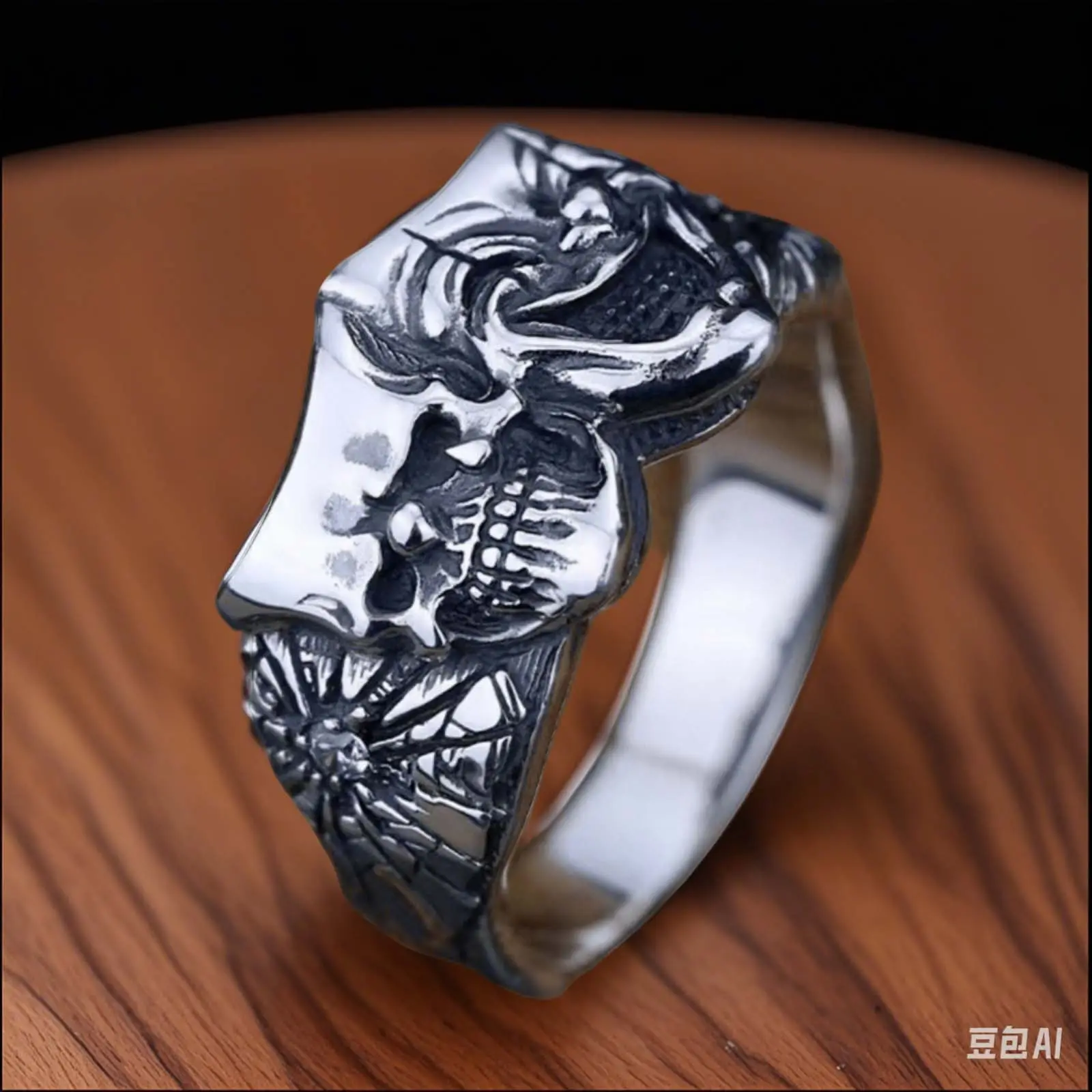 Retro Good and Evil Clown Design Ring, Unisex Statement Piece for Fashion Parties, Cool & Creative Adjustable Trendy Rings, One Size