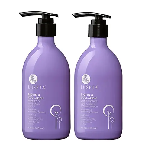 Luseta Biotin & Collagen Shampoo and Conditioner for Hair Growth Infused with Argan Oil Thickening Shampoo for Thinning Hair and Hair Loss 2X16.9Oz Free Of Sulfates Color Safe