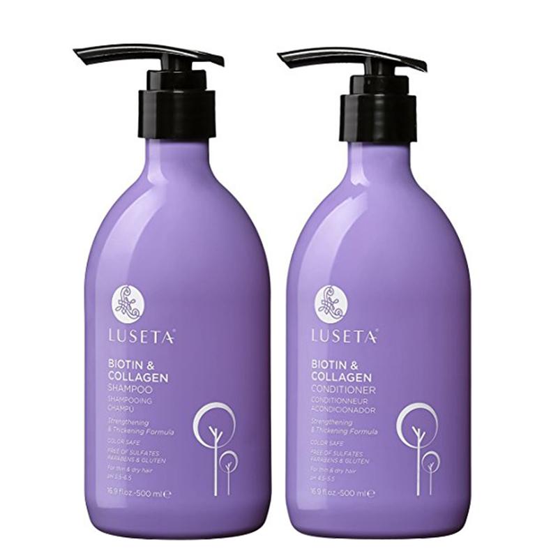 Luseta Biotin & Collagen Shampoo and Conditioner for Hair Growth Infused with Argan Oil Thickening Shampoo for Thinning Hair and Hair Loss 2X16.9Oz Free Of Sulfates Color Safe