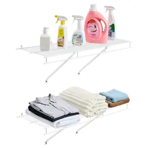 fathersdaygift VEVOR Wire Shelf Kit, 3 ft, Set of 2, Wall Mounted Wire Shelves, Heavy-Duty Carbon Steel Hanging Shelf, Floating Wall Storage Shelves with Dip Coating, for Closet, Bedroom, Living Room, Office, Pantry