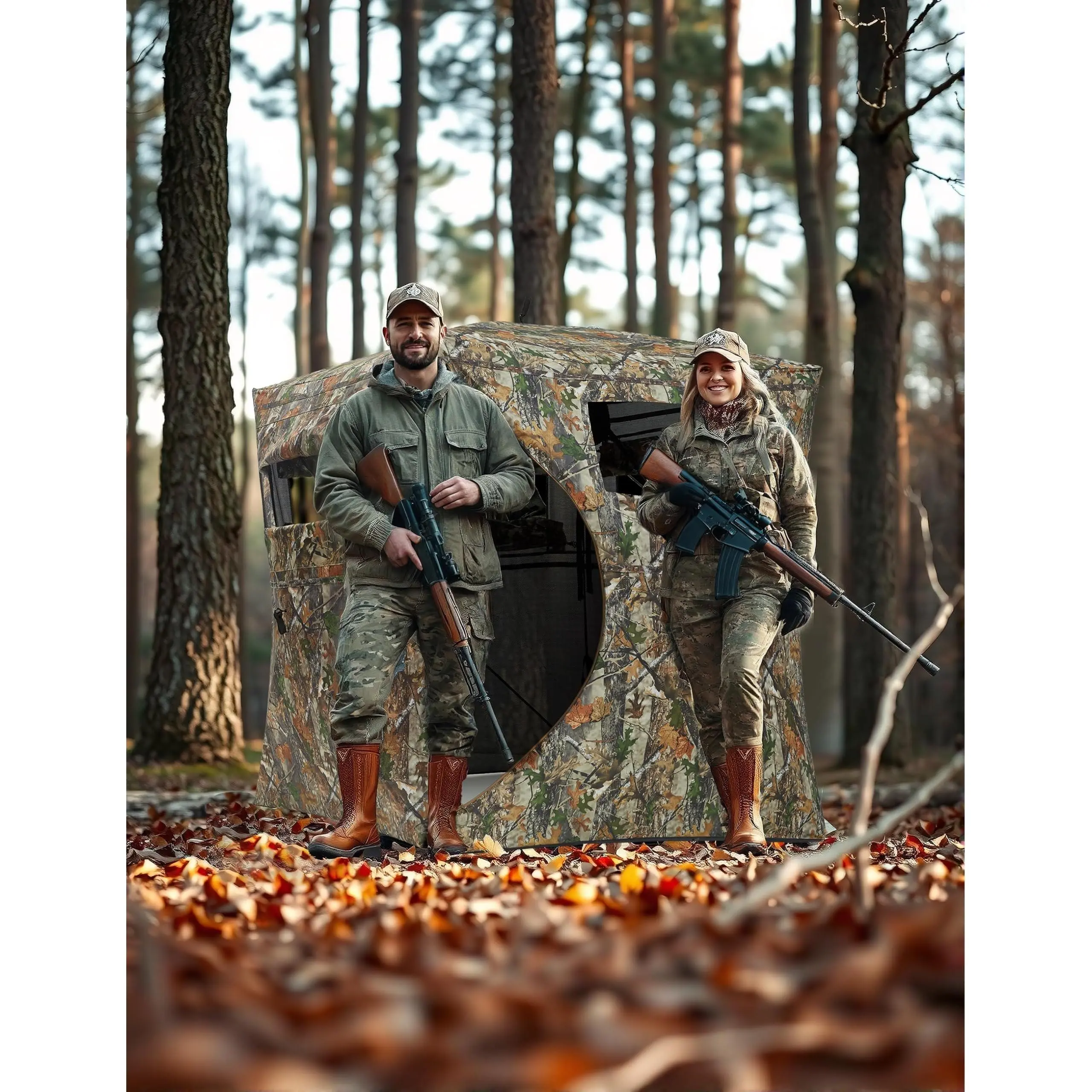 270° See-Through Pop Up game firing Blind for 2-3 People – Silent Magnetic Door – Lightweight, Portable Camouflage Ground Blind with Quick Setup – Carry Bag Included – Ideal for Deer & Turkey game firing