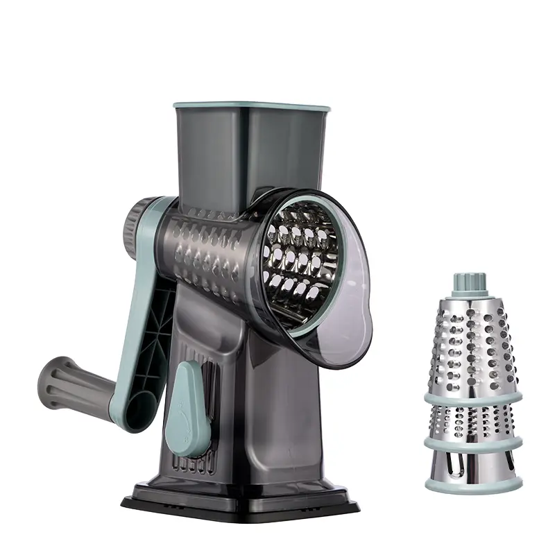 Rotary Cheese Grater with Handle, 5 Well-Designed Blades, Strong Suction Cup Base, Kitchen Utensils Vegetable Slicer Dicer Fruit Vegetable Slicer Gadgets Kitchen