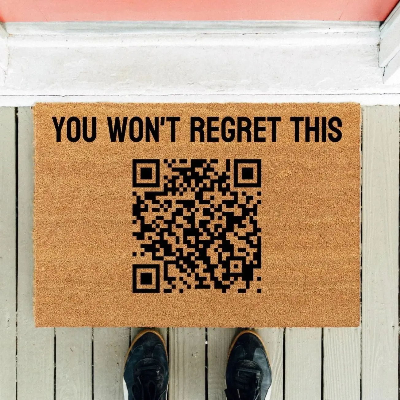 Rick Roll QR Code Doormat: Funny Welcome Mat