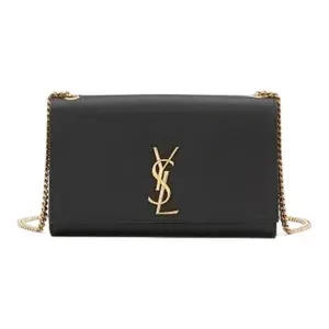 Pre-owned Yves Saint Laurent cowhide Shoulder Bags Saint Laurent Kate Medium Grain de Poudre Leather Chain Shoulder Bag with Gold Hardware