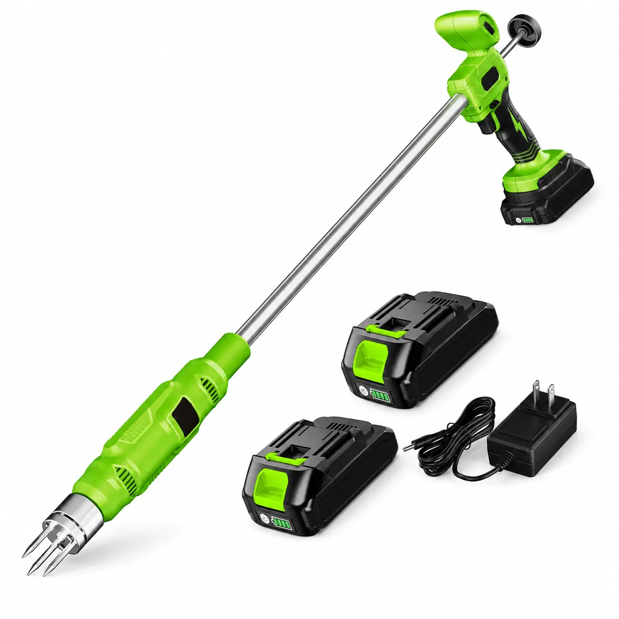 20V Cordless Electric Weed Puller, 3-Claw Stand-Up Weeder with 5-Speed Control, 2 x 2.0Ah Batteries and Charger, Lightweight Long-Handle Garden Tool