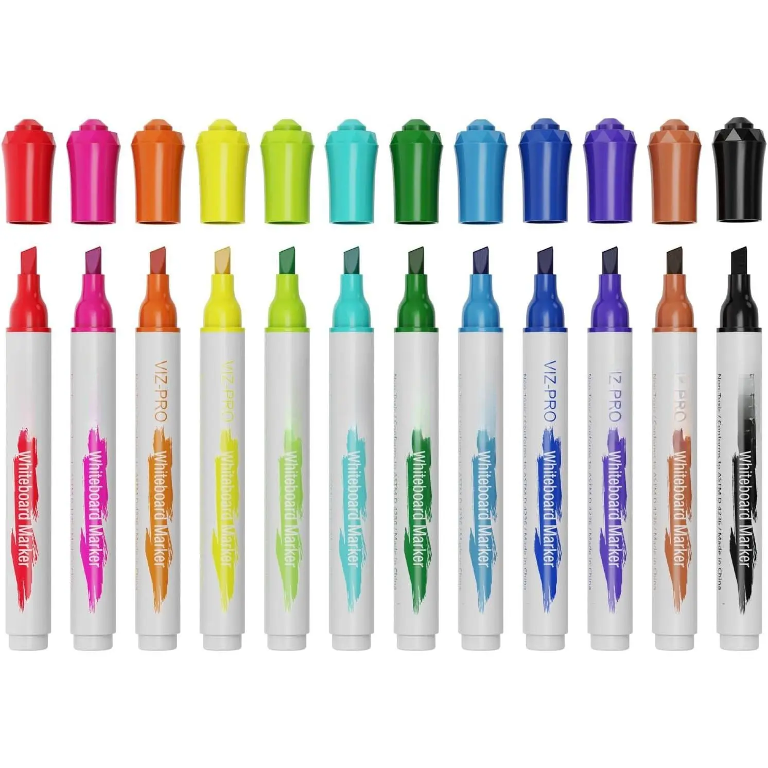 Dry Erase Markers, Chisel Tip, Assorted Colors, 12-Count Low-Odor Whiteboard Pens